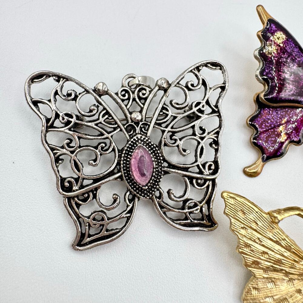 5 Piece Vintage Butterfly Brooch Lot Fairycore Insect Bug Spring Summer Garden - Picture 2 of 12